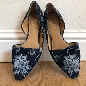 Franco Sarto denim floral flats